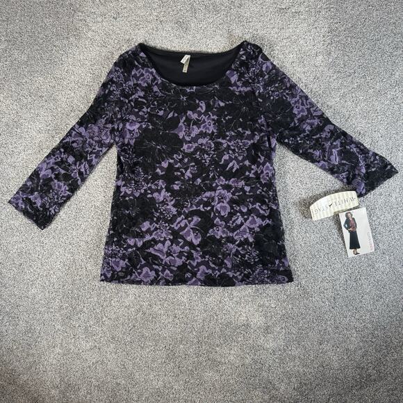 Y2K Dark Romantic Plum Floral Lace Top L Whimsigoth Fairy Grunge Coquette Plum - Picture 1 of 14